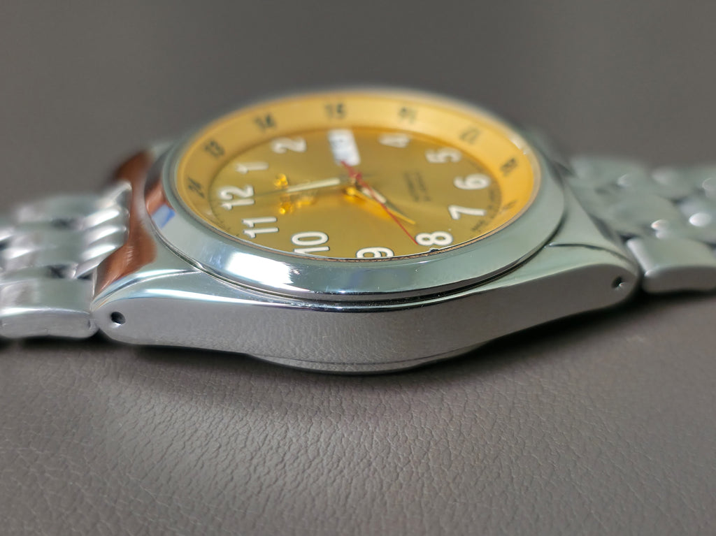Seiko 5 Automatic 7S26-02C0 Railway Gold Dial 35mm Men's Watch, Perfect
