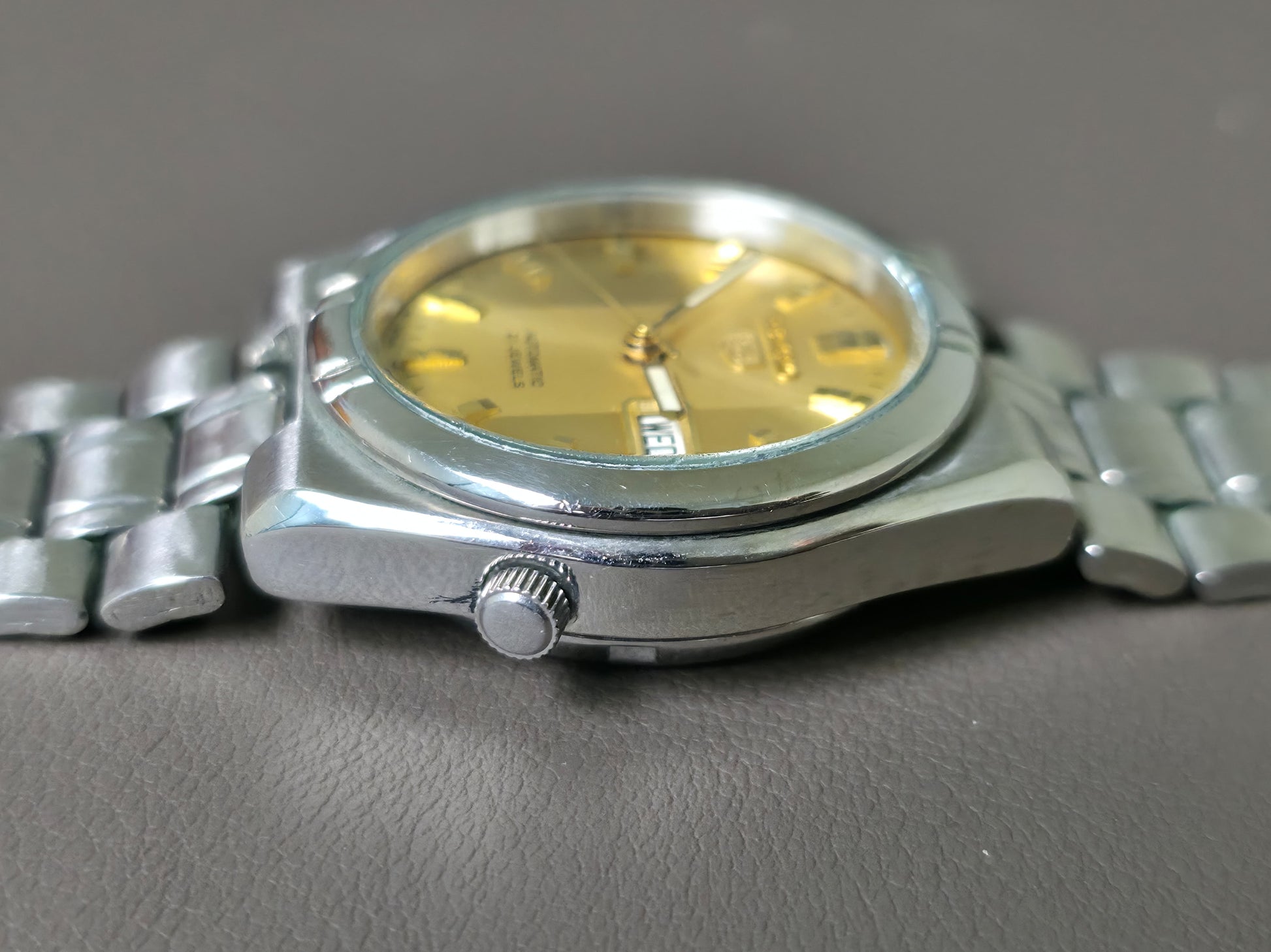 Seiko 5 Automatic 7S26-04Y0 Gold Dial 34mm Men's Watch