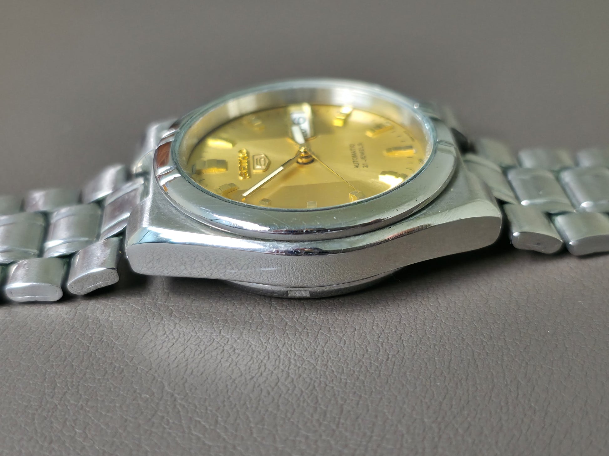Seiko 5 Automatic 7S26-04Y0 Gold Dial 34mm Men's Watch